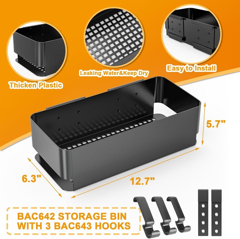 BBQ-PLUS Grill Accessories for Traeger P.A.L. Pop-and-Lock Accessory Rail, Adjustable Paper Towels Holder & Storage Bin & Hooks for Traeger Timberline, Timberline XL, Ironwood, Ironwood XL, Flatrock Grill - Image 2